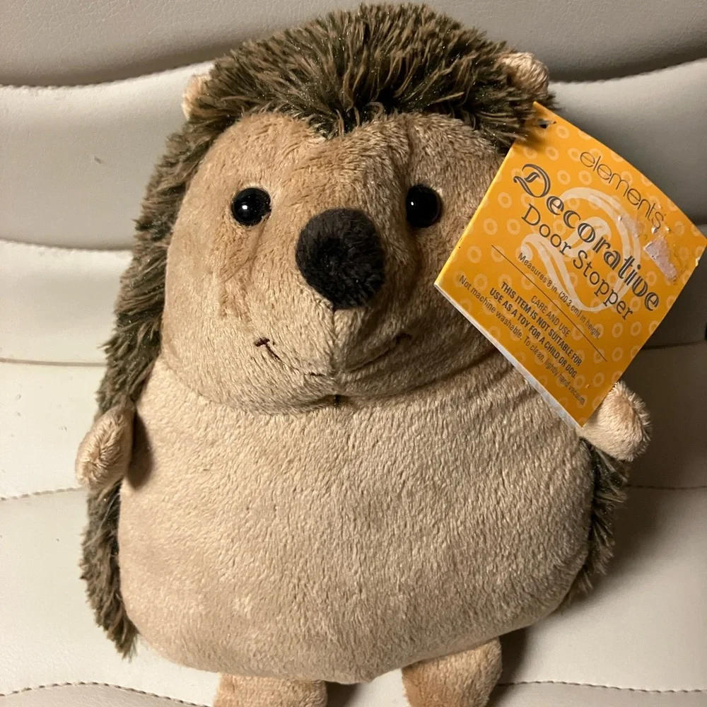 Elements Brown and Tan Plush Hedgehog Door Stopper - Picture 2 of 6
